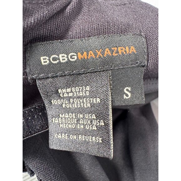 BCBG Max Azria Black Pleated Evening Gown With Sheer Asymmetrical Drape & Ruched - Picture 6 of 16